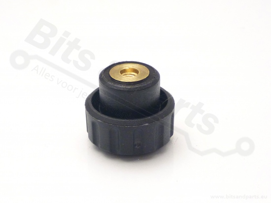 Knop gekarteld zwart 16x13mm met M3 schroefdraad